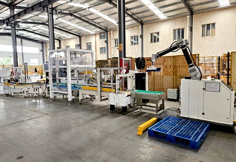 小袋食品蜘蛛手裝箱協(xié)作機(jī)器人碼垛包裝線